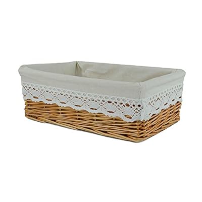 Wicker Woven Basket with Lining for Cosmetics / Cute Empty Gift Basket for Nuts Candy Food,Lining Removable 41wzKB0sAKL