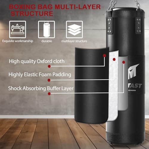 Mesetast Punching Bag for Adults, 4ft Heavy Boxing Bag Set with 12 OZ Gloves for MMA Karate Kickboxing Boxing - Unfilled