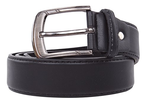 Classic Men's PU Leather Belt for Dress or Casual (M/L, BLACK)