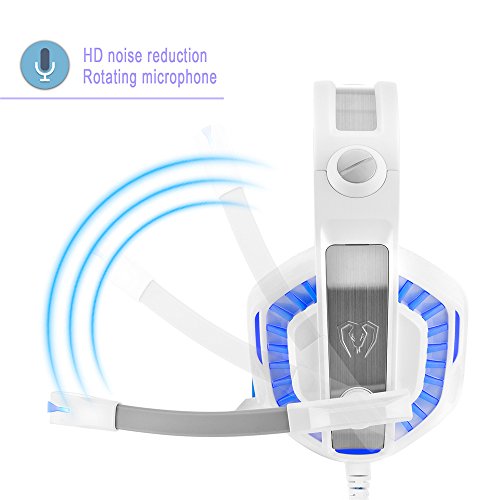 Stoga Beexcellent Over Ear Gaming Headset for PS4, Xbox One, PC, Noise Isolating with Microphone, LED Light, Bass Surround, Soft Memory Earmuffs -white - Thumbnail 4