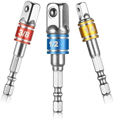 Power Hand Tools,Drill Bits Set,Impact Driver Bit Set,3Pcs1/4"3/8"1/2"Hex Shank Bit Square Nut Driver Set Power Drill Cordless Impact Sockets Bit Set Adapter,Socket Wrench Set Ratchet Extension