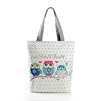 Women Colorful Cute Owl Print Shoulder Handbags (white)