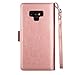 Galaxy Note 9 Wallet Case, SUPZY Leather Detachable Magnetic Flip 9 Card Slots Holder Wrist Strap Purse Removable Slim Protective Cover for Samsung Galaxy Note 9 (2018) 6.4 inch (Rose Gold)
