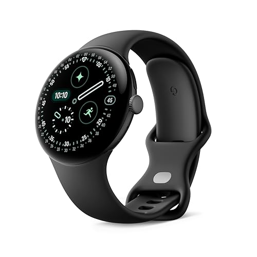 Google Pixel Watch 4 (45 mm) - Android-smartwatch met koepelvormig display, uitgebreide gezondheids- en fitnesstracking en hulp van Gemini - Matzwarte aluminium behuizing - Obsidian Active Band - LTE