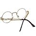 Pro Acme John Lennon Round Steampunk Sunglasses for Women Men Retro Metal Frame (Gold Frame/Clear Lens)