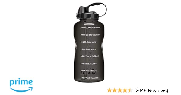 Quifit Gallon Water Bottle With Straw And Motivational Time Marker Leak Proof Bpa Free Reusable Large Capacity Sport Fitness Water Jug With Handle