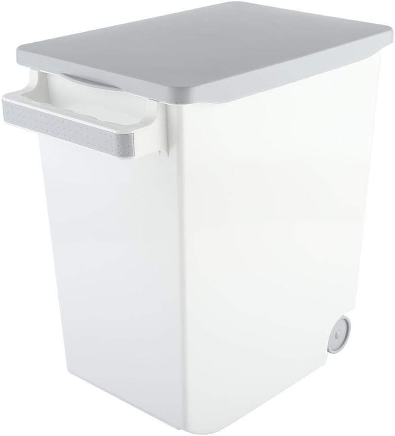 Atyhao 15KG Rice Grain Storage Bin Food Storage Container Kitchen Beans Cereal Storing Box with Casters, Gray