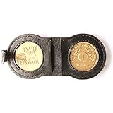 Double Leather Key TAG Dark Brown - Coin Size 1 5/16