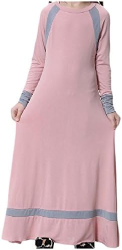 Whitive Big Girls' Cute Islamic Contrast Color Long-Sleeve Muslim Abaya