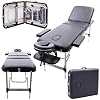 Massage Imperial Deluxe Lightweight Professional Richmond Aluminium 12Kg – Black 3-Section Portable Massage Table Couch…