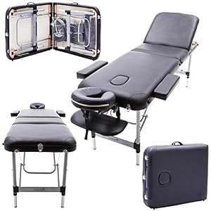 Massage Imperial Deluxe Lightweight Professional Richmond Aluminium 12Kg – Black 3-Section Portable Massage Table Couch…
