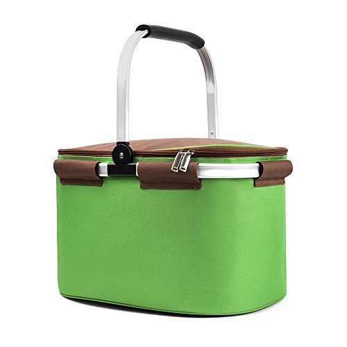 YONOVO 22 L Insulated Picnic Basket Cooler Bag for Famliy Gathering Camping Outdoor Sports(Grass Green)