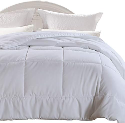 EMONIA King Size Comforter White for All Seasons, Quilted Down Alternative Duvet Insert-Hotel Collection Reversible Hypoallergenic Light and Machine Washable
