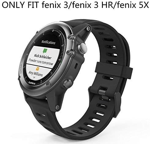 Supore Fenix 3 Watch Strap, Soft Silicone Breathable Replacement Wristband for Fenix 3, 3 HR, 5x, 6X, 6X Pro - Image 3