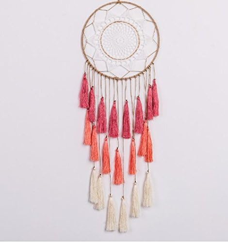 URTop White Lace Flower Dreamcatcher Handmade Dream Catcher with Colorful Tassels Wind Chimes Pendant Home Wall Hanging Decoration
