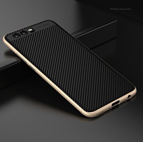 Huawei P10 Plus Case, DEMEDO (Bumblebee Series) TPU Inner Case + PC Frame All-round protection Cover, Camera Lens Protection, [Carbon Fiber] Pattern Fashion Back Shell for P10 Plus(Gold)