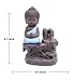 IN-001Blue The Little Monk Waterfall Backflow Homemade Buddha Incense Burner Tower Cones Sticks Holder Ash Catcher