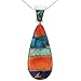 Turquoise Necklace Pendant in 925 Sterling Silver Genuine Turquoise & Gemstones (20" Length)