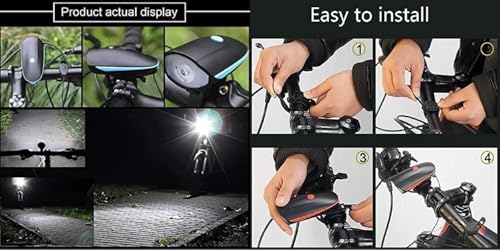 TEKCOOL 2-in-1 Rechargeable Cycle Light (3 Modes) & Horn, Waterproof, Blue, 250 Lumen, Handlebar Mount. 3
