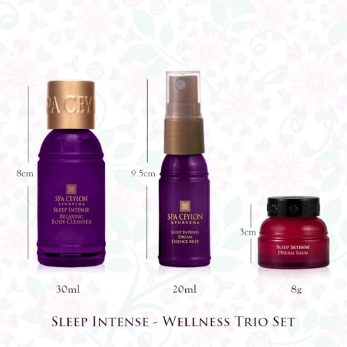 SPA CEYLON Sleep Intense Wellness Trio Set, Ayurvedic Pampering Gift Set with Natural Ingredients, Shower Gel, Body Mist, Balm, gifts