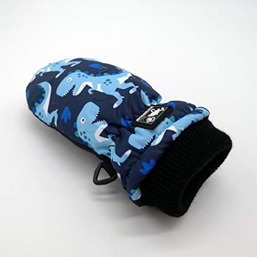 Highcamp Winter Waterproof Ski Snow Mittens for Infants Toddler Kids Boys Girls (Dino, 0-2 Years)