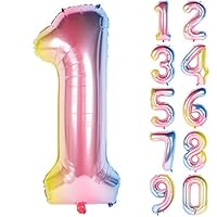 New 40 Inch Rainbow Digit Helium Foil Birthday Party Balloons Number 1