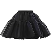 WOWBRIDAL Women's Petticoat 50s 4 Levels Hoopless Short Length Tulle Crinoline Underskirts Dress Bubble Skirt Above Knee