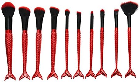 YIWULA 10PCS Make Up Foundation 2017 Eyebrow Eyeliner Blush Cosmetic Concealer Brushes (Red)