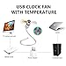 2019 New USB Clock Fan with Real Time Clock and Temperature Display Function,Silver,1 Year Warranty (Temperature and Clock)