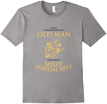 Mens MMA T-shirt - Never Underestimate An Old Man Who Trains MMA! Medium Slate