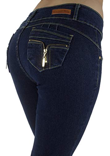 Plus Size, Colombian Design, Mid Waist, Butt Lift, Skinny Jeans in Dark Blue Size 20