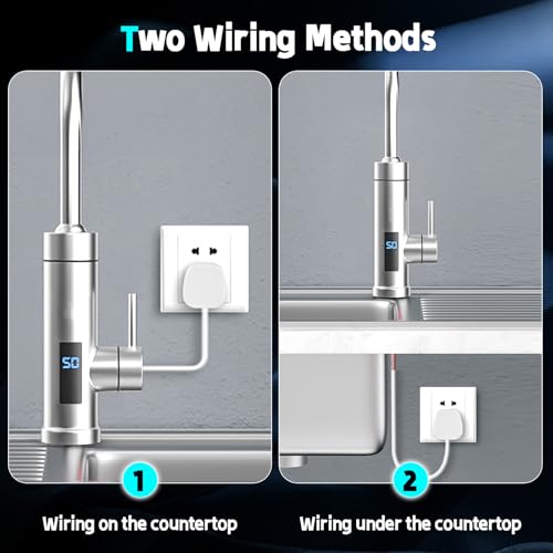 Jellybibo Electric Faucet with Water Heater, 220V 3000W Hot Water Tap Kitchen Faucet Smart Heater Water Heater for Kitchen Garden Bathroom RV Camping