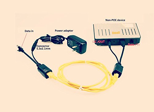 OdiySurveil 2Kits Passive PoE Injector and Splitter Kit with 5.5x2.1 mm DC Male and Female Connector(White and Black)