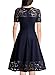 MissMay Women's Vintage 1950s Floral Lace Contrast Elegant Cocktail Swing Dress