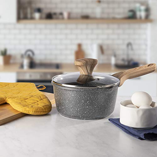 Country Kitchen Cookware Cast Aluminum Saucepan, 2 Quart, Non Stick