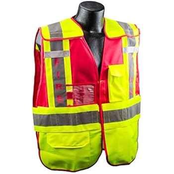 Full Source PSV-FIRE ANSI 207 Public Fire Safety Vest - Lime & Red - XL/2XL