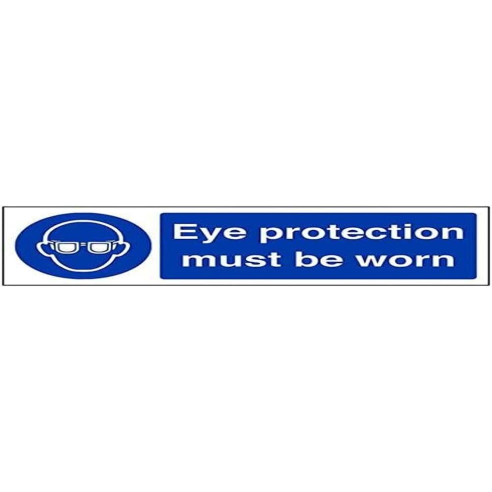 V Safety Mandatory PPE - Eye Protection Must Be Worn - 600 X 200 mm Safety Sign — image 1