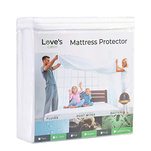 Love's cabin Premium Zippered Mattress Encasement - Bed Bug Proof Mattress Cover, Dust Mite Proof and Waterproof Mattress Protector - Breathable and Noiseless (Fits 9''-12'' H) - C.King Size