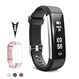 TwobeFit Fitness Tracker, Waterproof Activity Tracker with Sleep Monitor Pedometer Step Counter Smart Watch Bracelet Bluetooth Wristband for Kids Women Men for Android/IOS Cellphone (B-pink)
