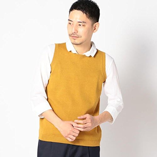 Amazon シップス メンズ Ships Sc Made In Japan 8ゲージ クルーネック ニットベスト イエロー系 Small ベスト 通販