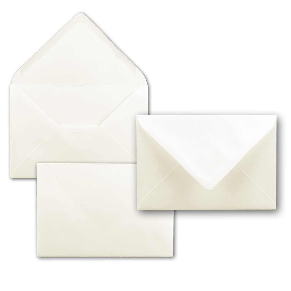 Envelopes in cream - 50 pieces - envelopes in DIN B6 format 125 x 185 mm - 120 grams per m² - Larger than DIN B6 for particularly thick folding cards - wet gluing - ideal for Christmas and