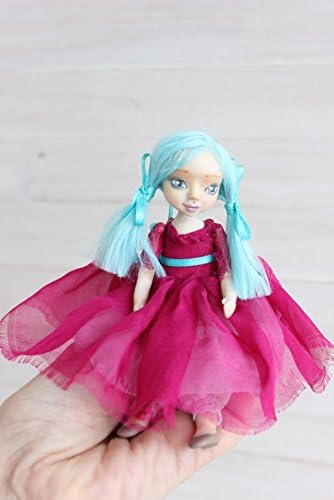 Art clay doll, doll with blue hair, OOAK Art Doll, clay doll, Polymer clay doll, Collecting doll, sculpted clay doll, miniature doll