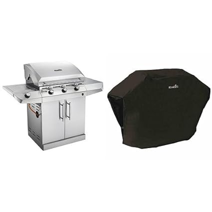 Char- Broil Gassgrill mit 3 Brennern, Performance T-36G5-Edelstahl, 62,4 x 139 x 117,4 cm, silber, 468100415 + Abdeckhaube