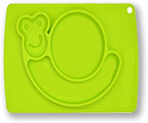 Pursentials Placemat Baby and Kid-friendly Silicone Green Snail Design Makes Mealtime Fun Fits Most Highchair Trays, Suctions to Surface Nonslip Dishwasher Freezer-safe Conforms to FDA BPA-free