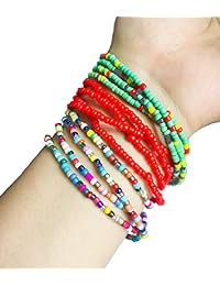 Tornito 16Pcs Belly Waist Chain, Summer Jewelry Bikini Body Chain for Women Girls, African Waist Bead Set, Stretchy Elastic String Multi-Color Sexy Necklace Bracelet Anklet