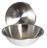 8 Quart, Set of 2, Mixing Bowls, Stainless Steel, Professional Chef, Commercial Kitchen, by Winco, 13.25 Inches Diameter, Flat Base