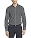 Van Heusen Men's Herringbone Regular Fit Solid Spread Collar Dress Shirt, Black Pepper, 18