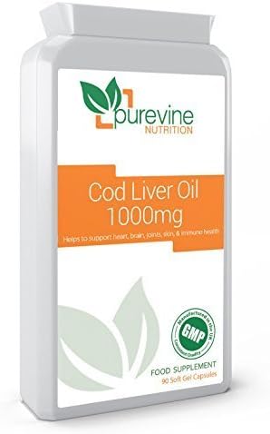 Cod Liver Oil 1000mg (90 Capsules) I Omega-3 Fatty Acids I Balanced EPA & DHA I Manufactured in UK I GMP Quality Assurance