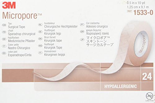 3M Micropore Paper Tape - 1/2" X 10 Yds Tan - - Box Of 24 (765573450040)