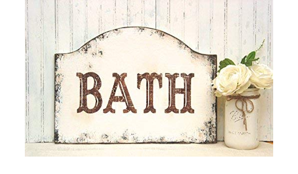 Amazon Com Emily Bath Sign Bathroom Decor Powder Room Sign Bathroom Sign Weathered Bath Sign Spa Sign Rustic Bath Sign 18 X 13 Inch Sayings Home Decor Wall Art Plaque Sign Presents Home